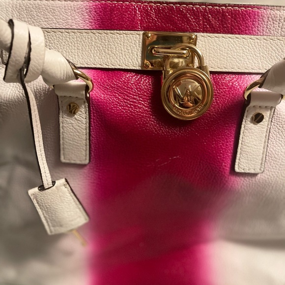 Michael kor leather ombré pink fuchsia/magenta tote. MK - Picture 4 of 9